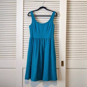 Donna Morgan sundress in cerulean blue eyelet lace
